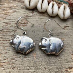 Vintage sterling silver pig earrings