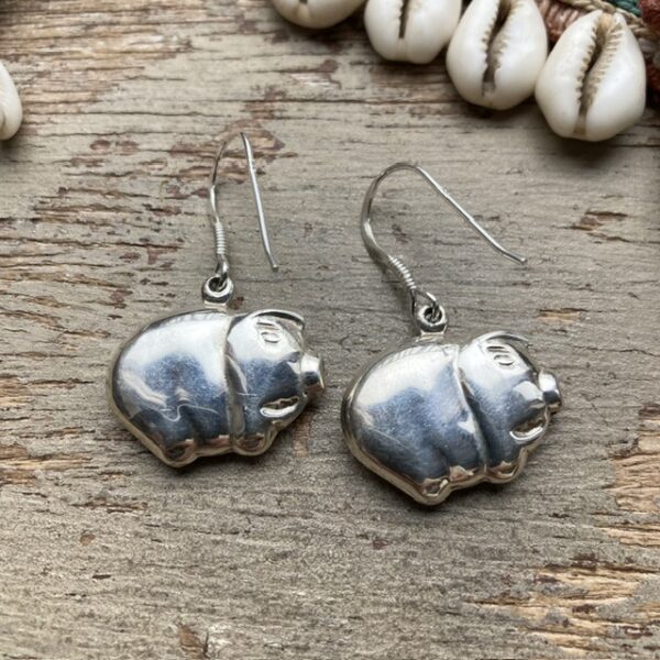 Vintage sterling silver pig earrings