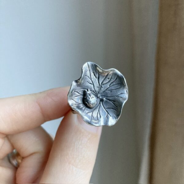 Vintage sterling silver nasturtium leaf ring