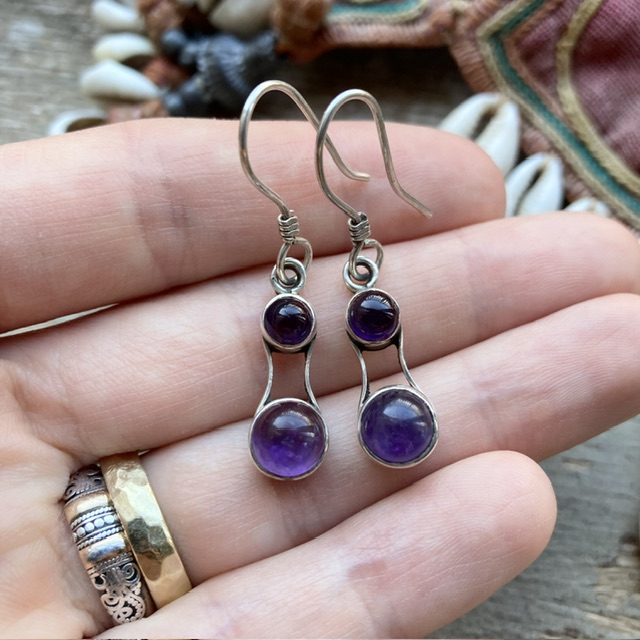 Vintage sterling silver amethyst earrings