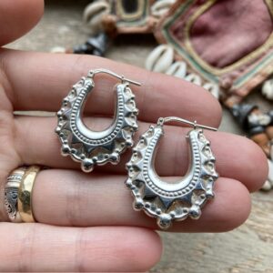 Sterling silver ornate Creole hoops