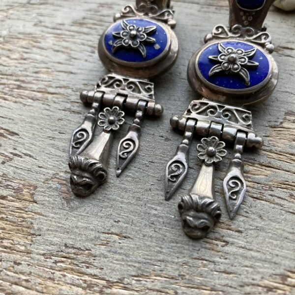 Vintage sterling silver and lapis lazuli earrings