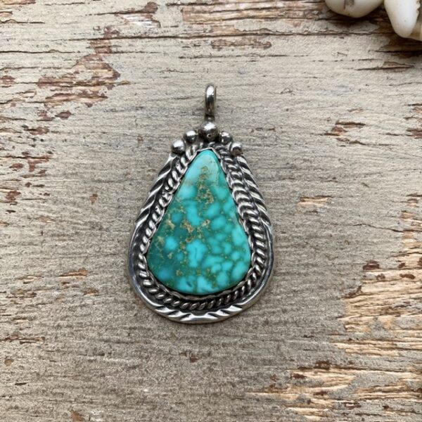 Vintage Navajo sterling silver turquoise pendant