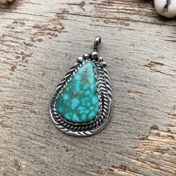 Vintage Navajo sterling silver turquoise pendant