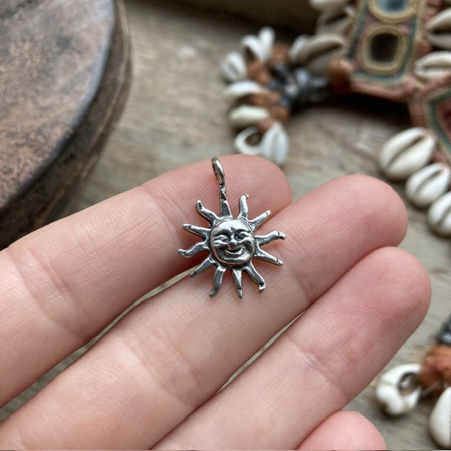 Vintage sterling silver celestial sun pendant