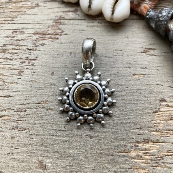 Sterling silver citrine sun pendant