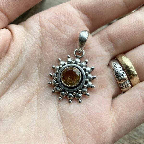 Sterling silver citrine sun pendant