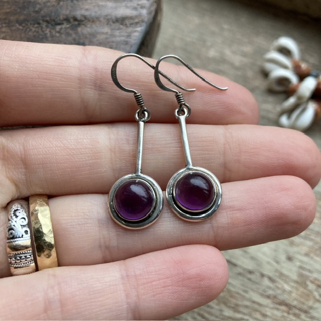 Vintage sterling silver amethyst earrings