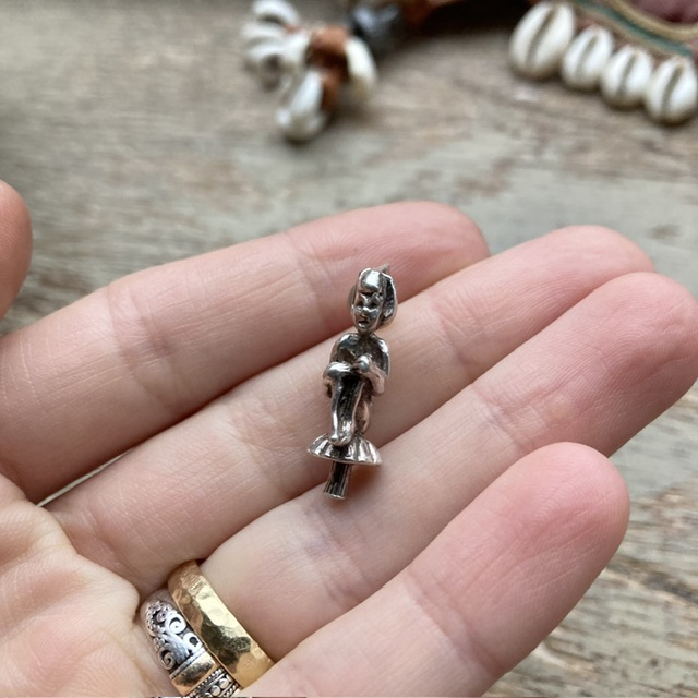 Vintage solid silver pixie pendant