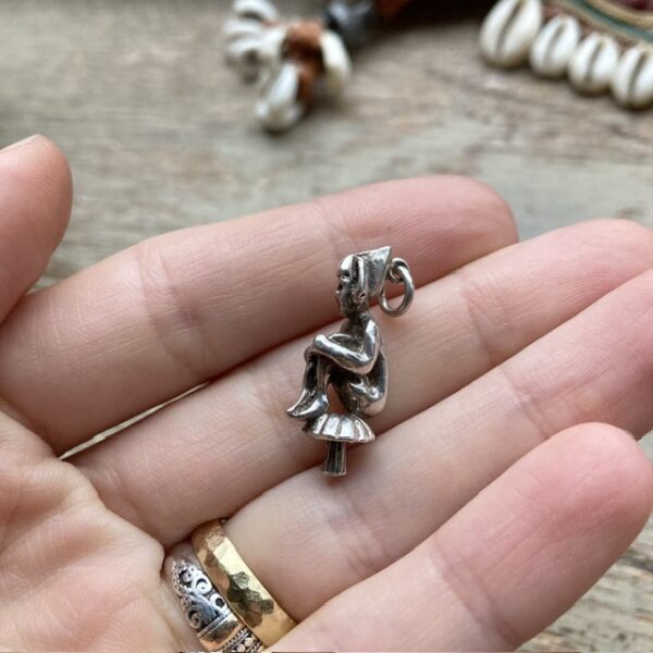 Vintage solid silver pixie pendant