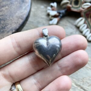 Vintage sterling silver puffy heart pendant