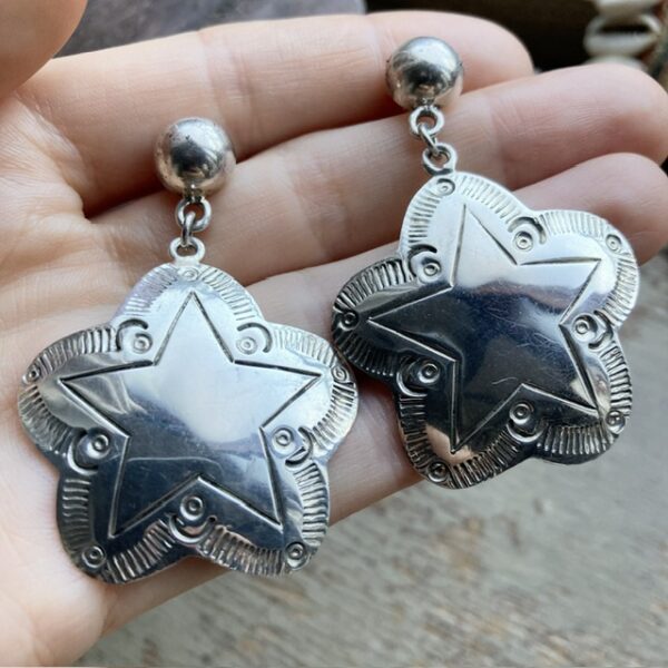 Vintage Mexican sterling silver star earrings