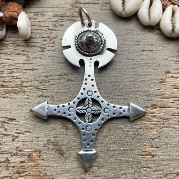 Vintage sterling silver Agadez cross pendant