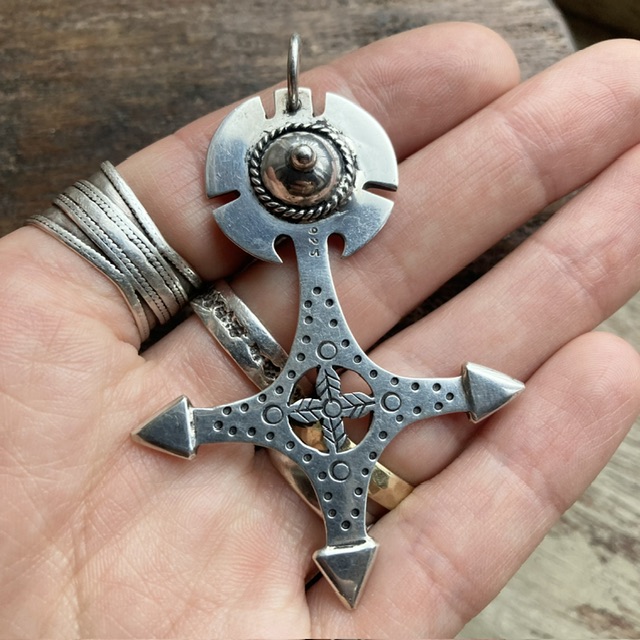 Vintage sterling silver Agadez cross pendant