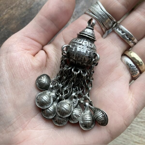 Vintage ornate sterling silver pendant