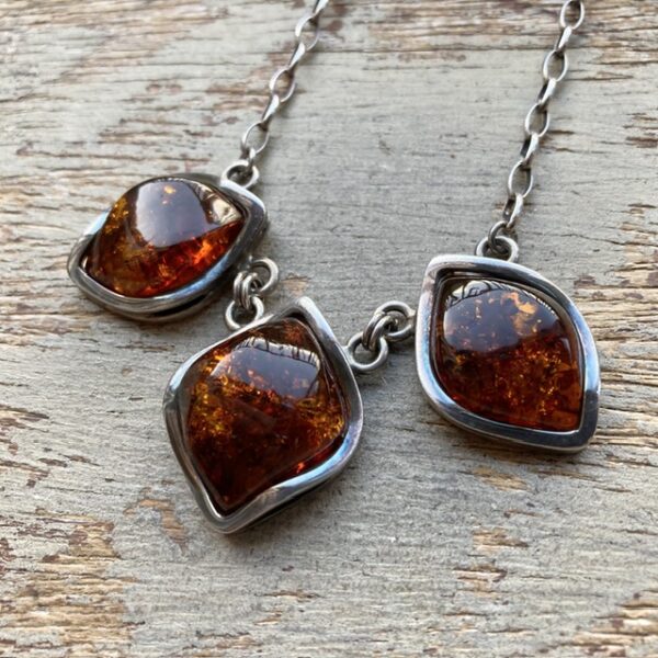 Vintage sterling silver amber necklace