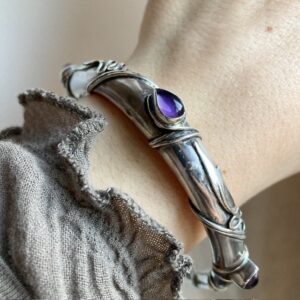 Vintage sterling silver amethyst bangle