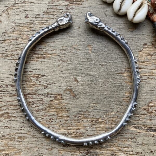 Vintage sterling silver elephant head bangle