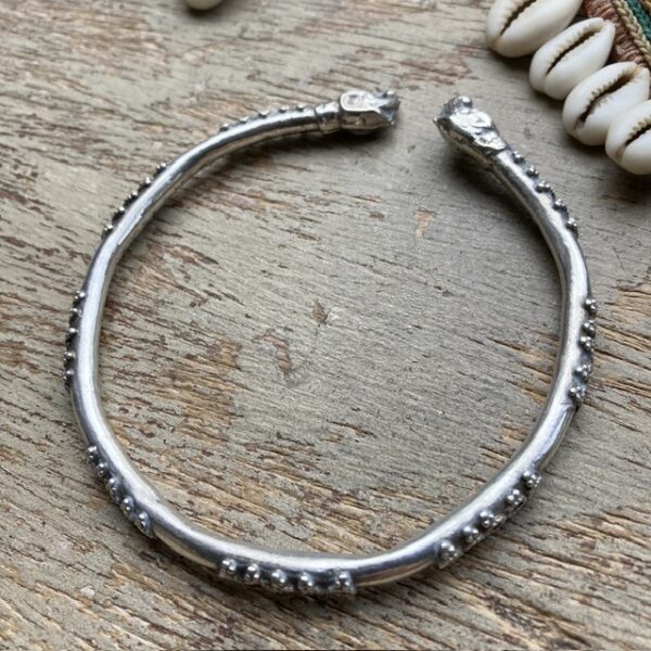 Vintage sterling silver elephant head bangle