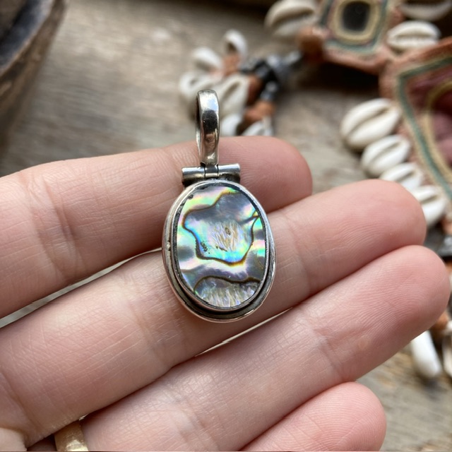 Vintage sterling silver abalone shell pendant