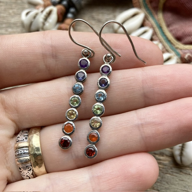 Vintage sterling silver chakra earrings