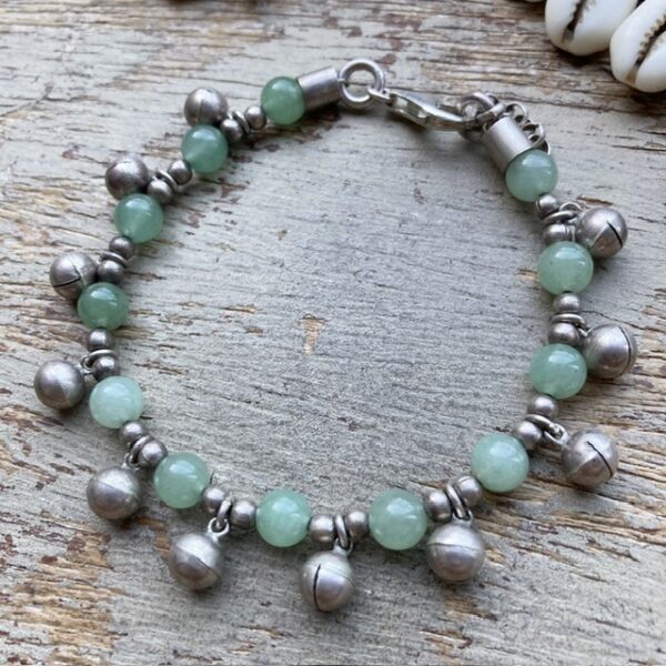 Vintage sterling silver and aventurine bracelet