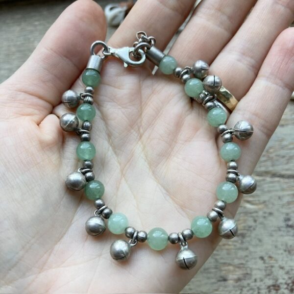 Vintage sterling silver and aventurine bracelet