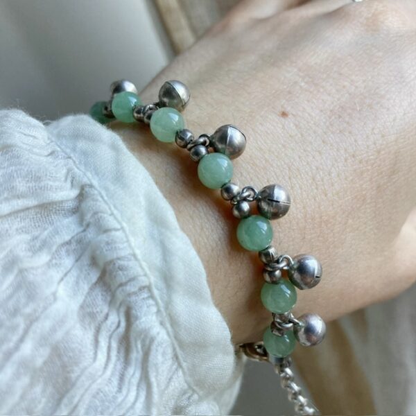 Vintage sterling silver and aventurine bracelet