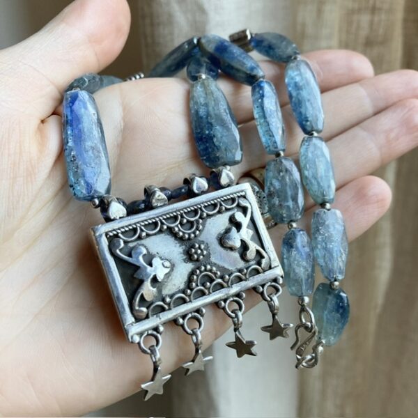 Vintage sterling silver kyanite necklace