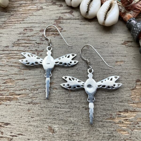 Sterling silver mother of pearl dragonfly earrings