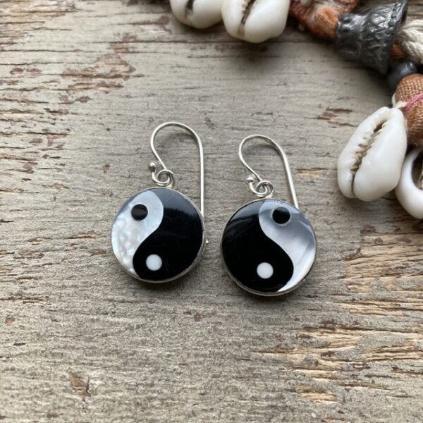 Sterling silver yin yang earrings