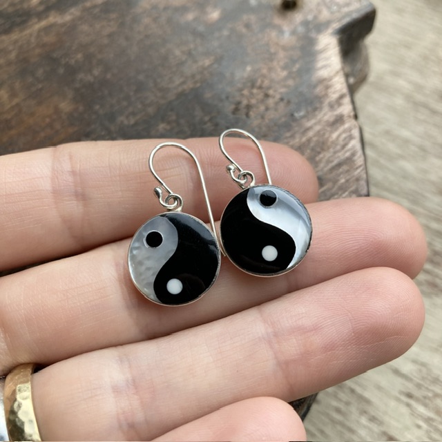 Sterling silver yin yang earrings