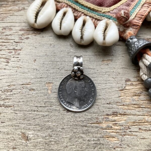 Vintage silver Indian rupee coin pendant