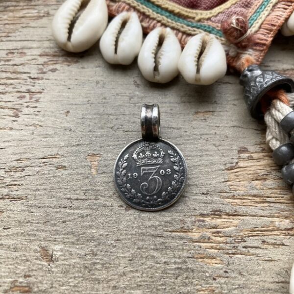 Vintage silver Indian rupee coin pendant