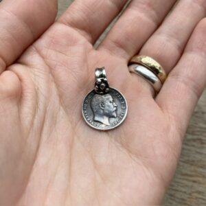 Vintage silver Indian rupee coin pendant