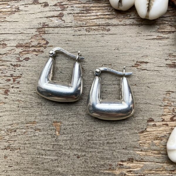 Vintage sterling silver square Creole hoops