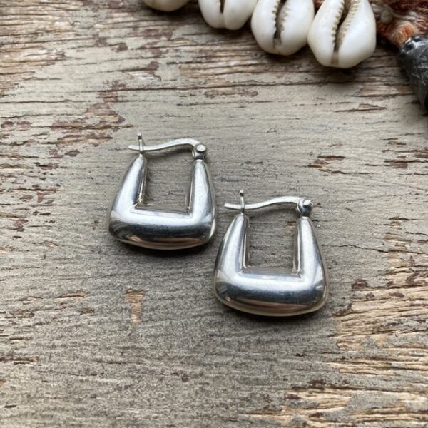 Vintage sterling silver square Creole hoops