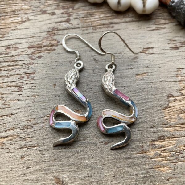 Vintage sterling silver snake earrings