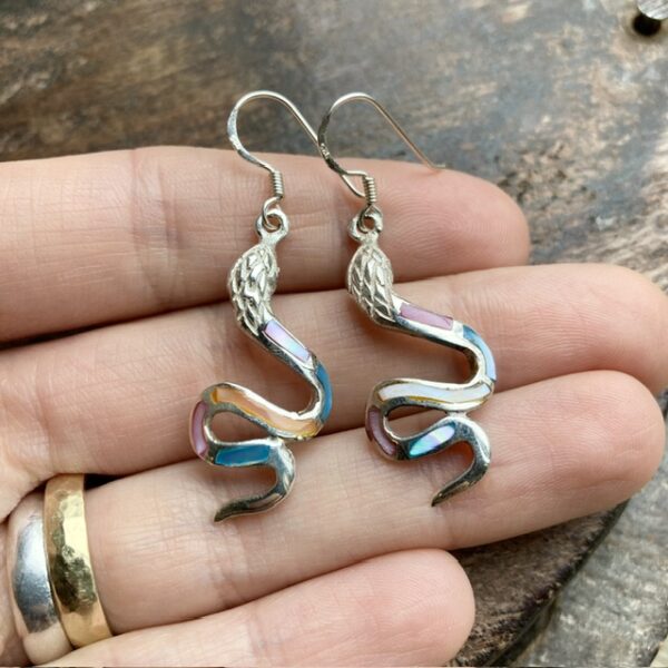 Vintage sterling silver snake earrings