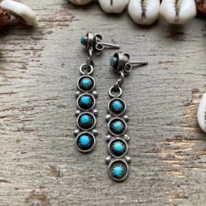 Vintage Zuni sterling silver turquoise earrings