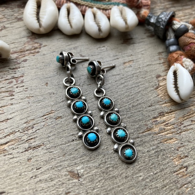 Vintage Zuni sterling silver turquoise earrings