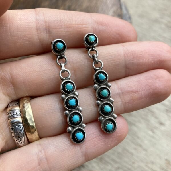 Vintage Zuni sterling silver turquoise earrings