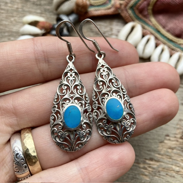 Vintage ornate sterling silver earrings