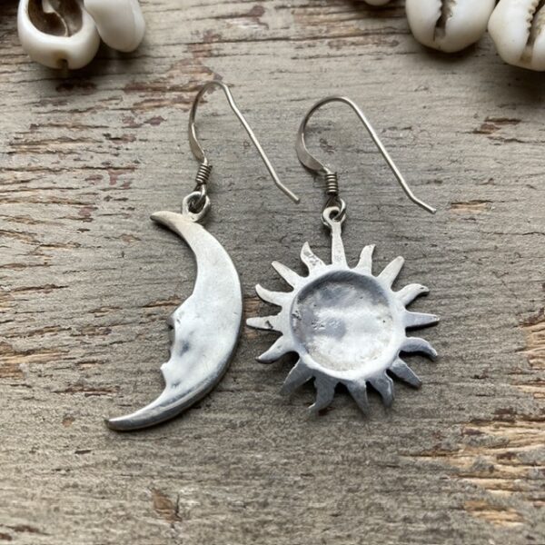 Vintage sterling silver celestial sun and moon earrings