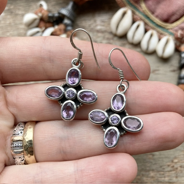 Vintage sterling silver amethyst earrings