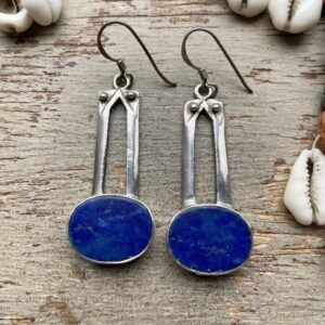 Vintage sterling silver lapis lazuli earrings