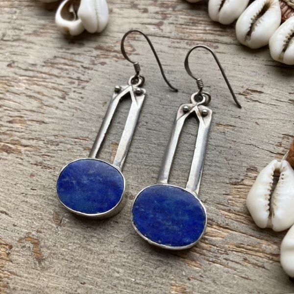 Vintage sterling silver lapis lazuli earrings