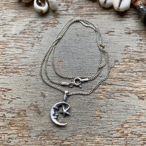 Vintage sterling silver celestial moon necklace