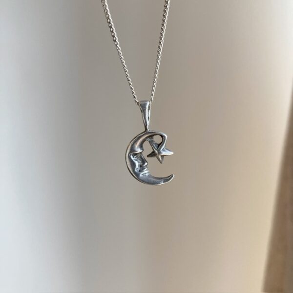 Vintage sterling silver celestial moon necklace