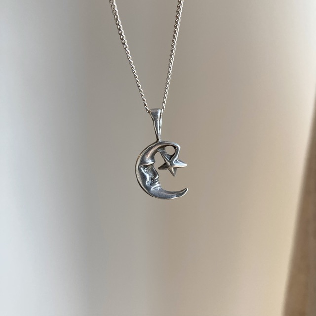 Vintage sterling silver celestial moon necklace